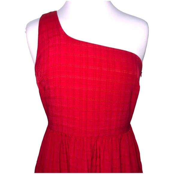 Lulus Adorable Sight Red One Shoulder Tiered Mini Dress Medium NWT - Picture 3 of 10
